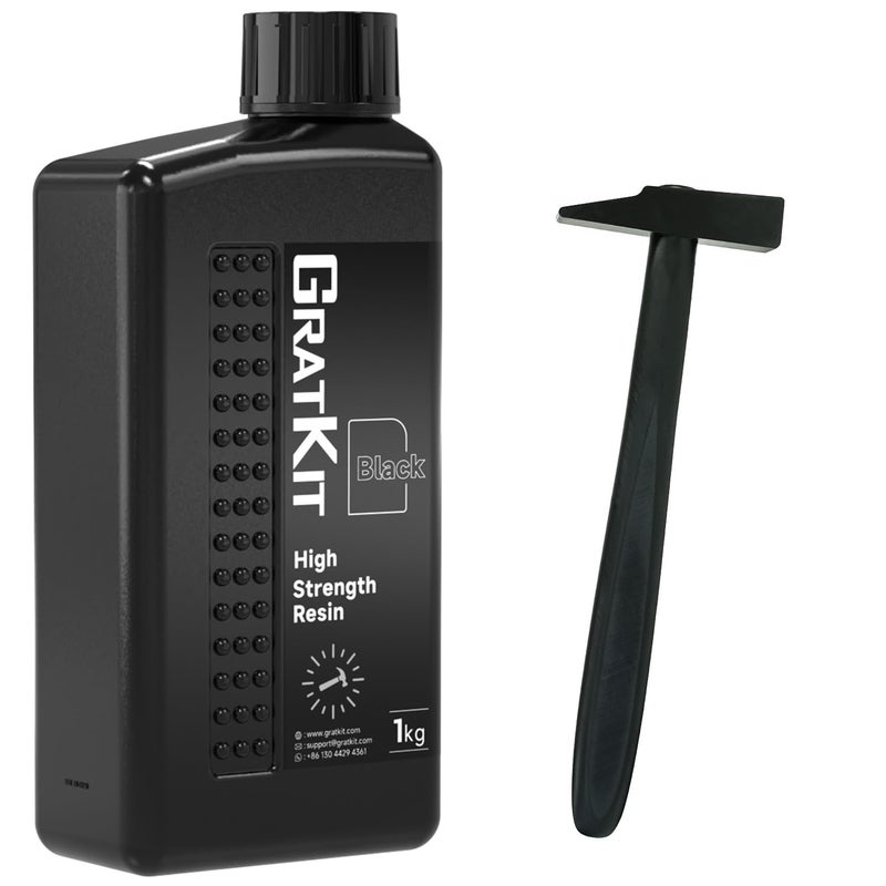 GratKit High Strength Resin, Excellent Mechanical Properties and Superior Stability, 405nm UV Resin for LCD/DLP 3D Printers,1000g, Black - Image 1
